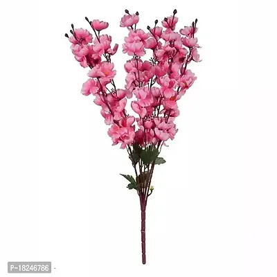 Real Pbr Artificial Home Decoration Cherry Blossom 7 Stick Bunch Pink Color Pack Of 2-thumb2