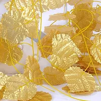 Real Pbr Artificial Golden Grape Leaves Vine Fake Hanging Garland Plants 3 Pcs Each-thumb2