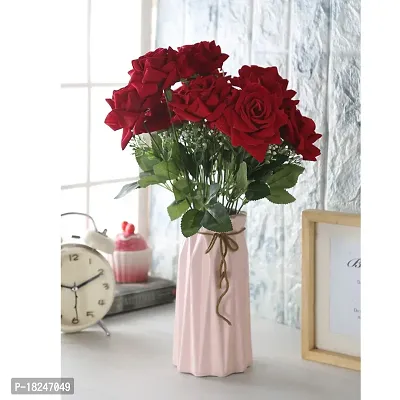 Real Pbr Artificial Velvet Rose Bouquet Natural Looking Leaves Red Multicolor Rose Artificial Flower 15 Inch Pack Of 1 Flower Bunch-thumb2