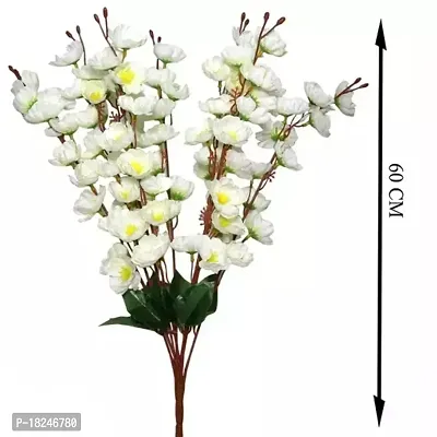 Real Pbr Artificial Home Decoration Cherry Blossom 7 Stick Bunch White Color Pack Of 1-thumb2