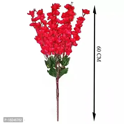 Real Pbr Artificial Home Decoration Cherry Blossom 7 Stick Bunch Red Color Pack Of 1-thumb2