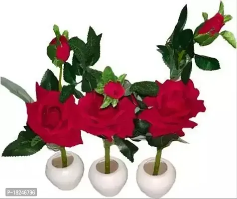 Real Pbr Artificial Flower Pots Faux Plants Plants With Pot Red Rose Pots Set Of 3 Studio Plants For Home Decor Living Room Balcony-thumb0