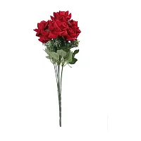 Real Pbr Artificial Velvet Rose Bouquet Natural Looking Leaves Red Multicolor Rose Artificial Flower 15 Inch Pack Of 1 Flower Bunch-thumb3