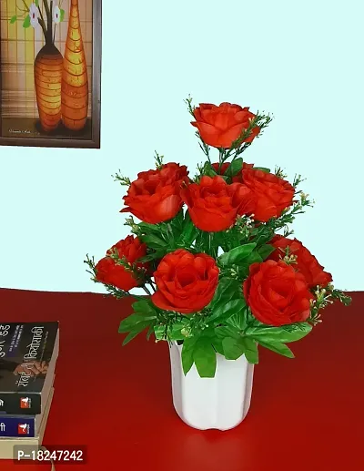 Real Pbr Red Rose Artificial Flower With Pot 12 Inch Pack Of 1 Flower With Basket-thumb2