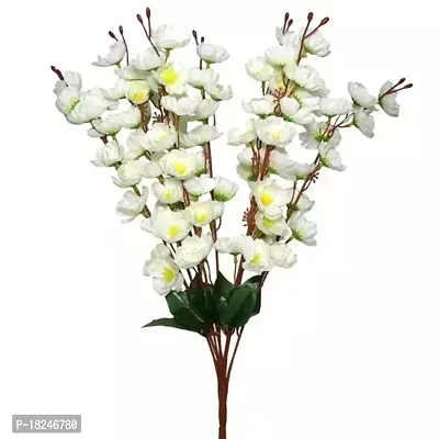 Real Pbr Artificial Home Decoration Cherry Blossom 7 Stick Bunch White Color Pack Of 1