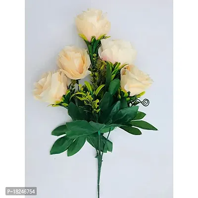 Real Pbr Artificial Flower Bunch 5Roses Home Decor-thumb4