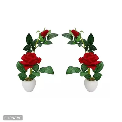 Real Pbr Artificial Flower Pots Faux Plants Plants With Pot Red Rose Pots Set Of 2 Studio Plants For Home Decor Living Room Balcony-thumb0