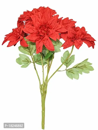 Real Pbr Decorative Artificial Dehalia Flower Bunches For Home 45 Cm Tall 5 Heads Flowers Red
