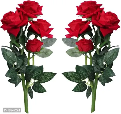 Real Pbr Artificial Rose Flowers Red Red Rose Artificial Flower 13 Inch Pack Of 2 Flower Bunch-thumb0