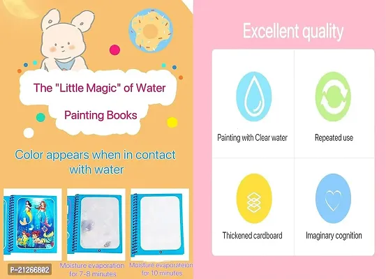 Water Magic Books-Animal Theme - Unlimited Fun With Drawing For Kids - Chunky-Size Water Pen - Reusable Water-Reveal Activity Pad Pack Of 1-thumb4