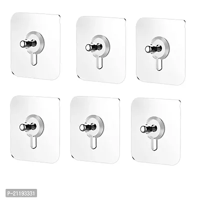 6 Pcs Adhesive Screw Hook Oil and Waterproof No-Trace Without Drilling Hooks for Bathroom Kitchen Home