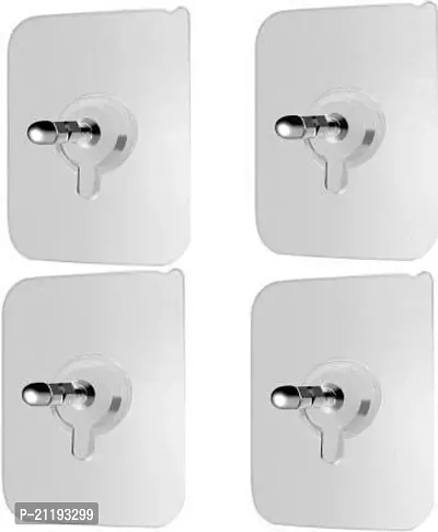 4 Pcs Adhesive Screw Hook Oil and Waterproof No-Trace Without Drilling Hooks for Bathroom Kitchen Home-thumb0