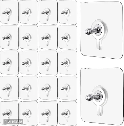 20 Pcs Adhesive Screw Hook Oil and Waterproof No-Trace Without Drilling Hooks for Bathroom Kitchen Home