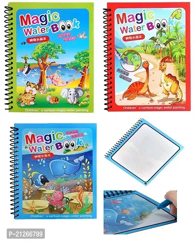 Water Magic Books-Animal Theme - Unlimited Fun With Drawing For Kids - Chunky-Size Water Pen - Reusable Water-Reveal Activity Pad Pack Of 1-thumb3