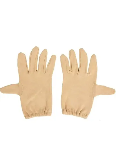 Wiffo Half Cotton Solid Protective Men & Women Gloves (Skin , Beige )