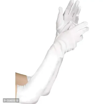 Ustore21 Women/Ladies/Girl?s White Full Hand arm sleeves Gloves for Driving, Biking, Cycling, Hiking  Sports, UV Protection, Dust, Pollution and sunbur
