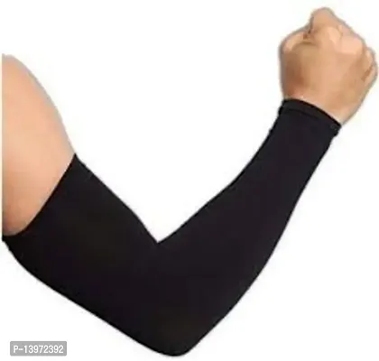 Arm Sleeves, for Men and Women (Black, Free Size)-thumb0