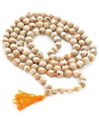 Herbal Aid Off-White Tulsi Jaap Mala 108+1 Beads Original Holy Basil Necklace (Size 6-8 mm)-thumb1