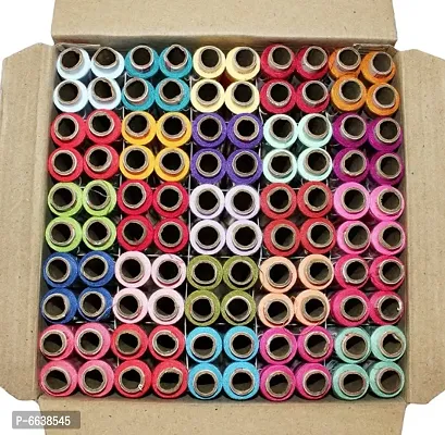 Multicoloured Sewing Thread 100% Spun Polyester Sewing Thread 100 Tubes (25 Shades 4 Tube Each) Ladies Special Thread/Dhaga 100 Pcs Sewing Threads