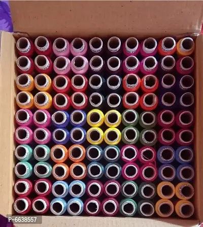 Multicoloured Sewing Thread 100% Spun Polyester Sewing Thread 100 Tubes (25 Shades 4 Tube Each)