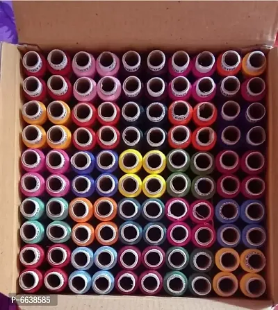 Multicoloured Sewing Thread 100% Spun Polyester Sewing Thread 100 Tubes (25 Shades 4 Tube Each) Ladies Special Thread/Dhaga 100 Pcs Sewing Threads Spools with Fast Colour Design,150M Each)