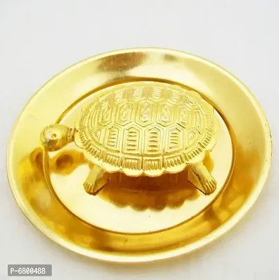 Golden Feng Shui Metal Tortoise Decorative Showpiece Ikchapurti Kacchuwa  (Brass, Gold)-thumb0