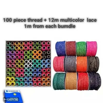Sewing Thread With 12 Meter Multicolured Lace In Different Design  Pattern