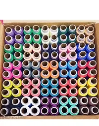 Multicoloured Sewing Thread 100% Spun Polyester Sewing Thread 100 Tubes (25 Shades 4 Tube Each) with 10pcs Bobbin-thumb1