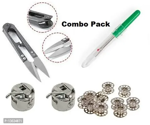 SS Mart Combo Tailoring Kit Acceserioes Set 10Pcs Bobbin, 2 Pcs Case,1 Pcs Thread Cutter  1 Pcs Thread Seaper