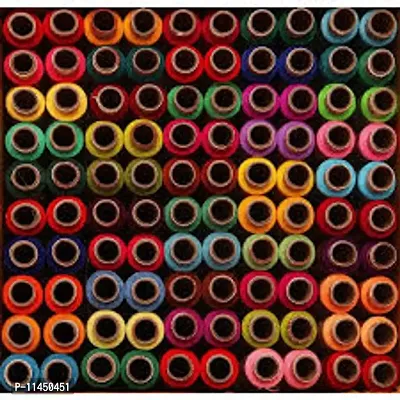 Sewing Thread 100% Spun Polyester Sewing Thread 100 Tubes (25 Shades 4 Tube Each) Ladies Special Thread With 6 Pcs Black Hair Schrunchies-thumb2