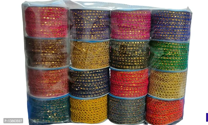 Multicoloured Mindi Lace 16 Pcs For  Dresses, Sarees, Lehenga