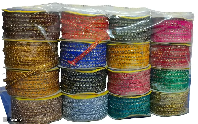 Mindi Colour LACE 00 Mindi Color Laces 10MTR X16 PCS for Dresses, Sarees, Lehenga, Suits, Bags, Decorations, Borders, Crafts and Home Deacute;cor,Blouse