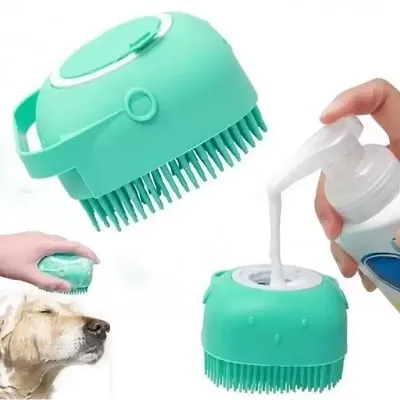 Buy Dog Bath Brush Body Scrubber Shampoo Dispenser Tick Remover