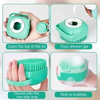 Dog Bath Brush Body Scrubber Shampoo Dispenser Tick Remover for Shower Bathing and Shedding Soft Silicone Bristles Brushes Groomers for Pet Puppy Dogs Cat (Color May Vary)(Pack of 1)-thumb1