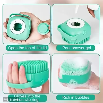 Dog Bath Brush Body Scrubber Shampoo Dispenser Tick Remover for Shower Bathing and Shedding Soft Silicone Bristles Brushes Groomers for Pet Puppy Dogs Cat (Color May Vary)(Pack of 1)-thumb2