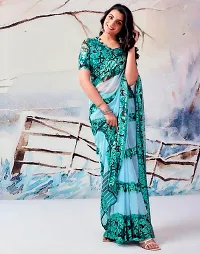 Stylish Blue Georgette Printed Bollywood Saree With Blouse Piece For Women-thumb2