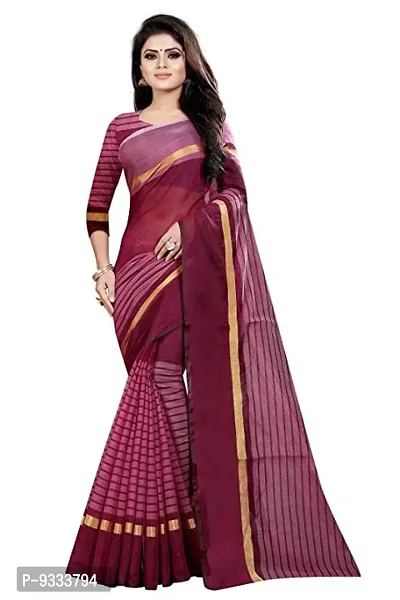 Sitanjali women's trendy cotton silk saree with unstiched blouse Piece (RUSTUM WINE)-thumb0