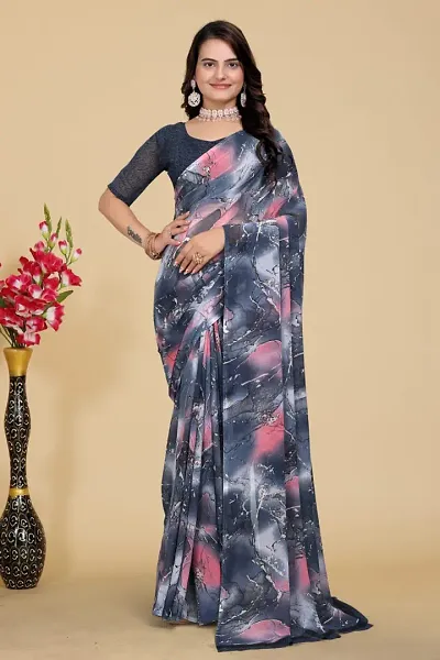 Glamorous Georgette Saree with Blouse piece 