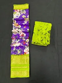 Stylish Silk Blend Saree With Blouse Piece For Women-thumb2