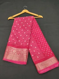 Stylish Silk Blend Saree With Blouse Piece For Women-thumb1