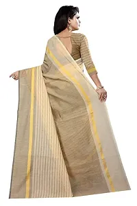 Sitanjali women's trendy cotton silk saree with unstiched blouse Piece (RUSTUM CREAM)-thumb1