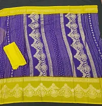 Stylish Silk Blend Saree With Blouse Piece For Women-thumb3