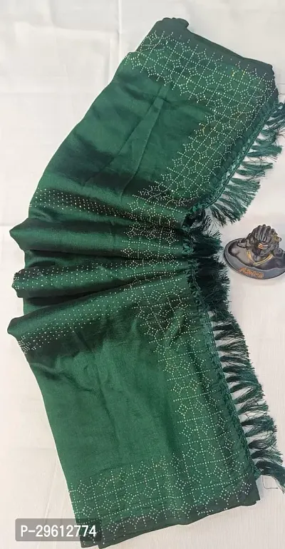 Stylish Green Silk Blend Saree With Blouse Piece For Women