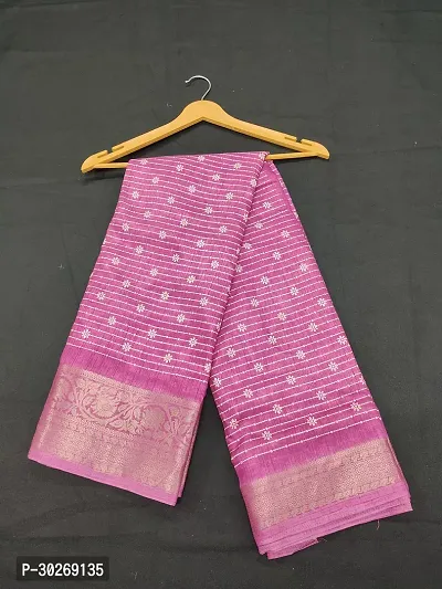 Stylish Silk Blend Saree With Blouse Piece For Women-thumb2