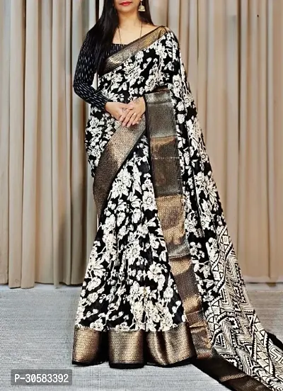 Stylish Grey Silk Printed Bollywood Saree With Blouse Piece For Women-thumb2