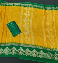 Stylish Silk Blend Saree With Blouse Piece For Women-thumb3