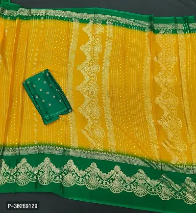 Stylish Silk Blend Saree With Blouse Piece For Women-thumb4