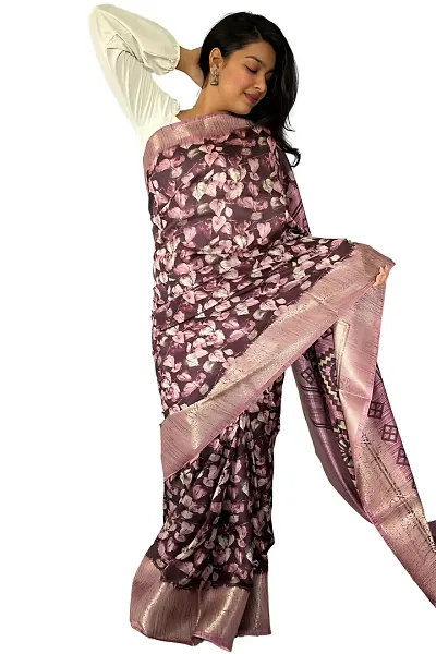 Stylish Silk Blend Saree with Blouse piece For Women