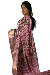 Stylish Brown Silk Blend Printed Saree with Blouse piece For Women-thumb3