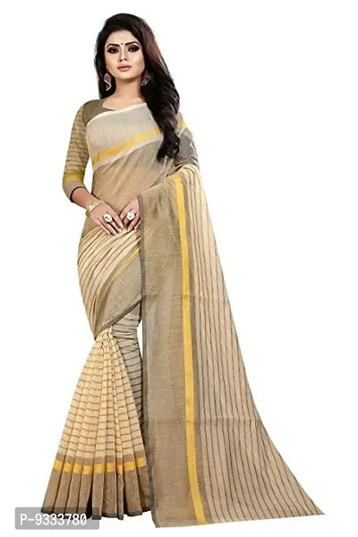 Sitanjali women's trendy cotton silk saree with unstiched blouse Piece (RUSTUM CREAM)